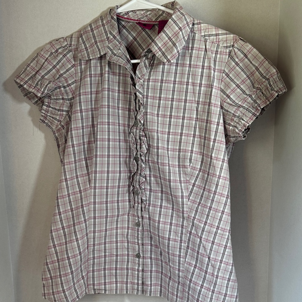 Personal identity plaid short sleeve button up size large